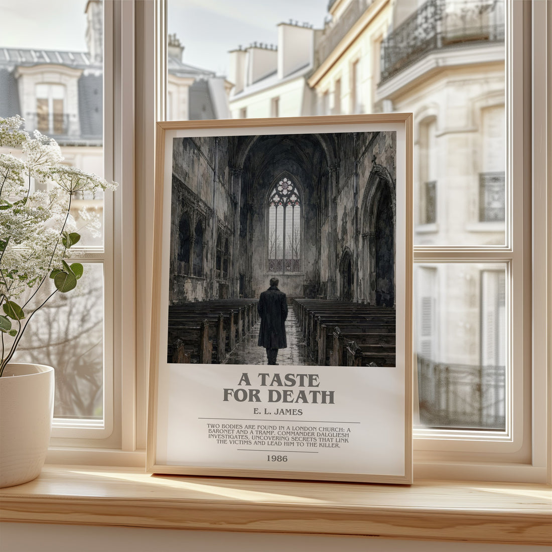 A Taste for Death bookish poster colour and style options – E. L. James book art (mockup)