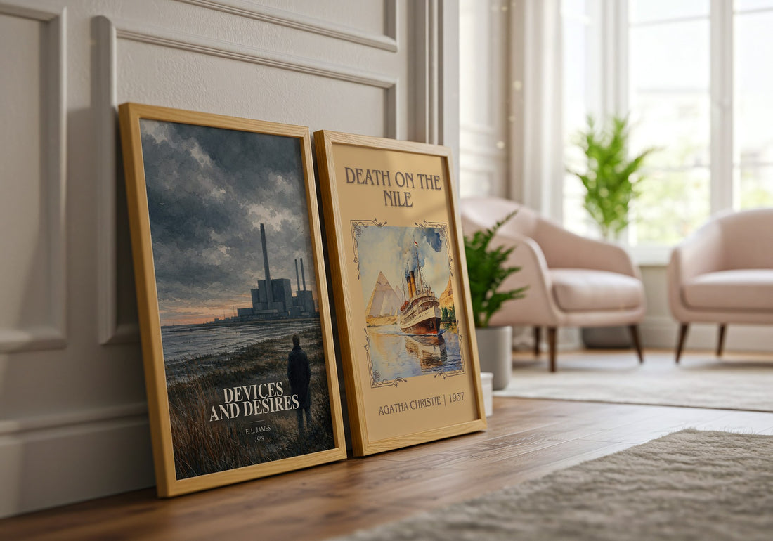 Devices and Desires watercolour print framed by window – literary home decor