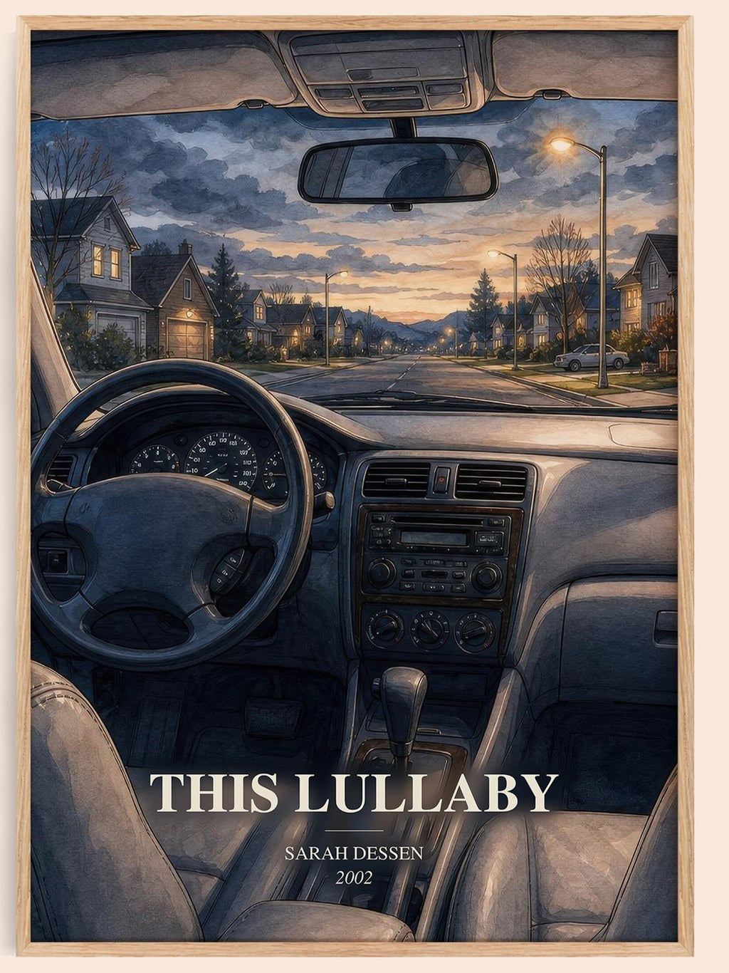 This Lullaby watercolour book poster by Sarah Dessen – framed literary art print