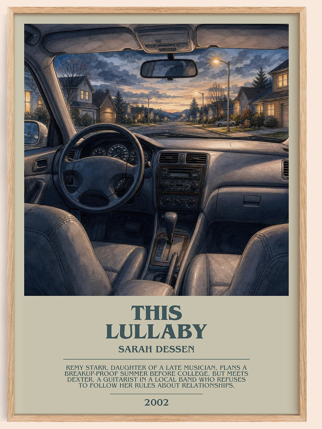 This Lullaby bookish book poster by Sarah Dessen – framed literary art print