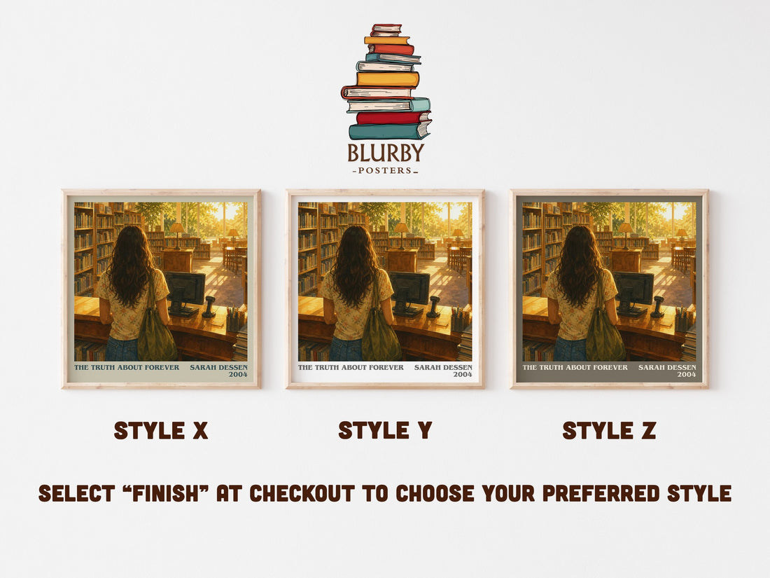 The Truth About Forever literary print in frame leaning in hallway – young adult wall art (mockup)