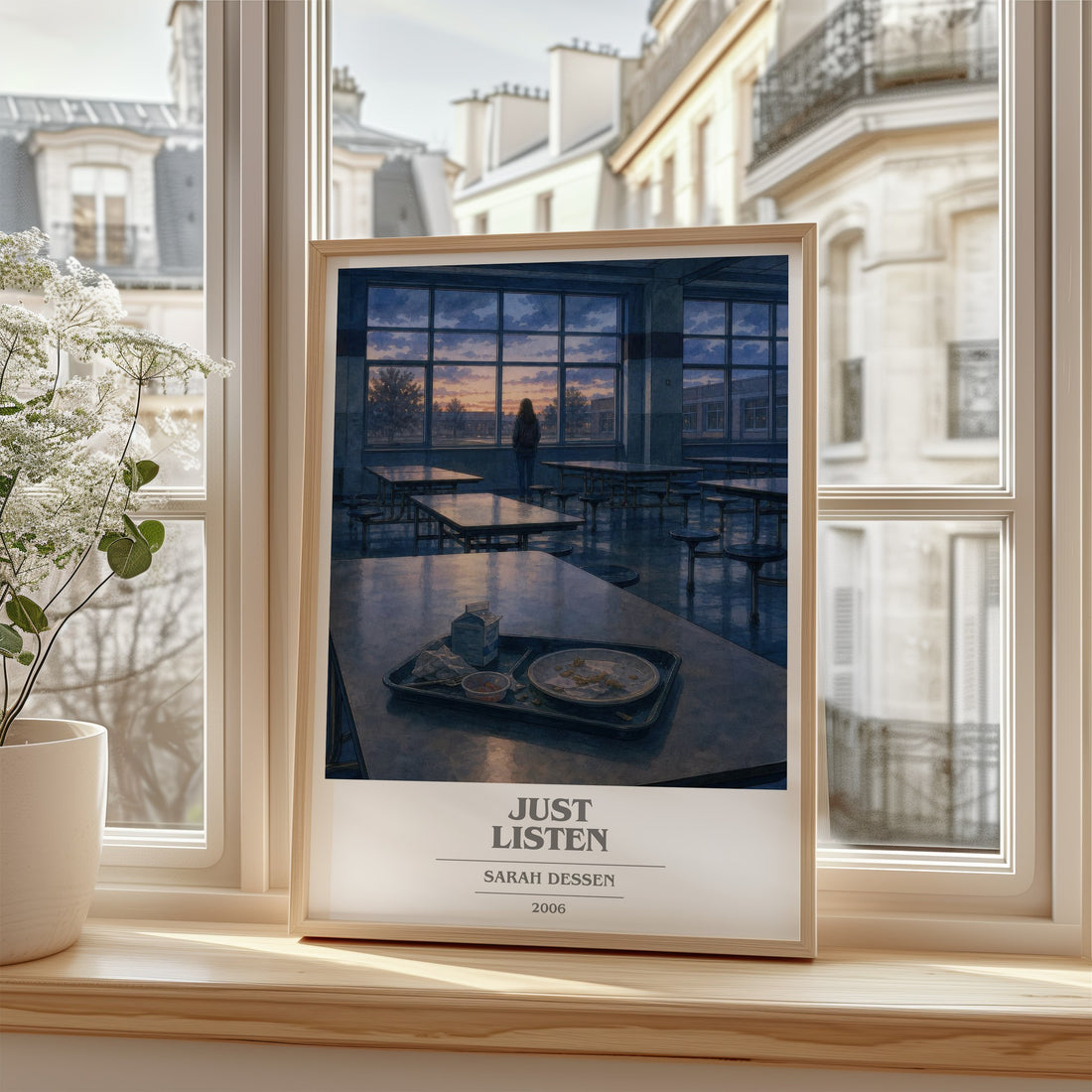 Just Listen book cover poster colour and style options – Sarah Dessen book art
