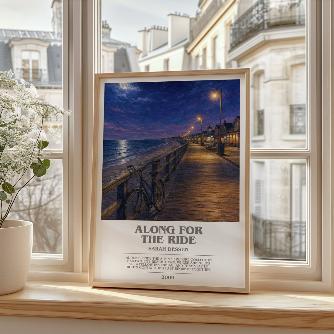 Along for the Ride bookish poster colour and style options – Sarah Dessen book art