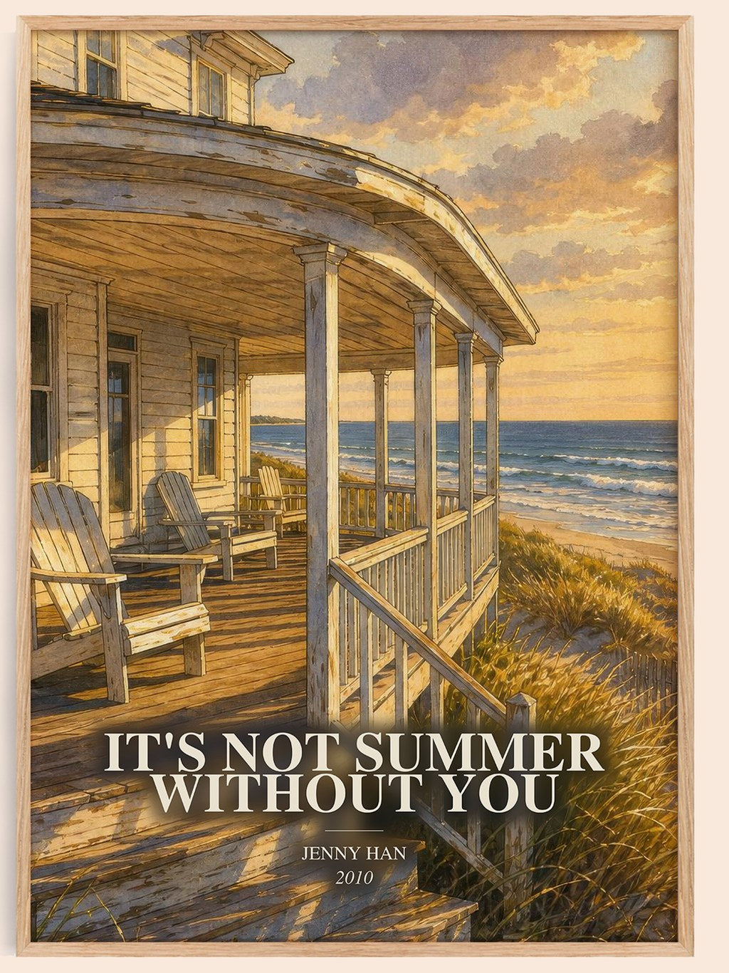 It's Not Summer Without You watercolour book poster by Jenny Han – framed literary art print