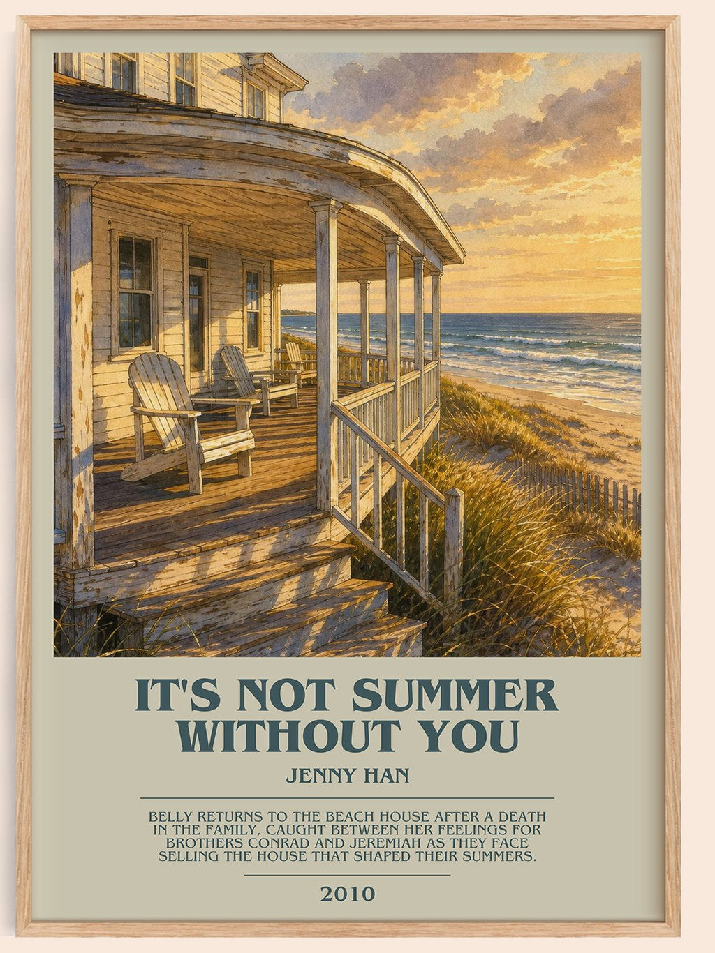 It's Not Summer Without You bookish book poster by Jenny Han – framed literary art print