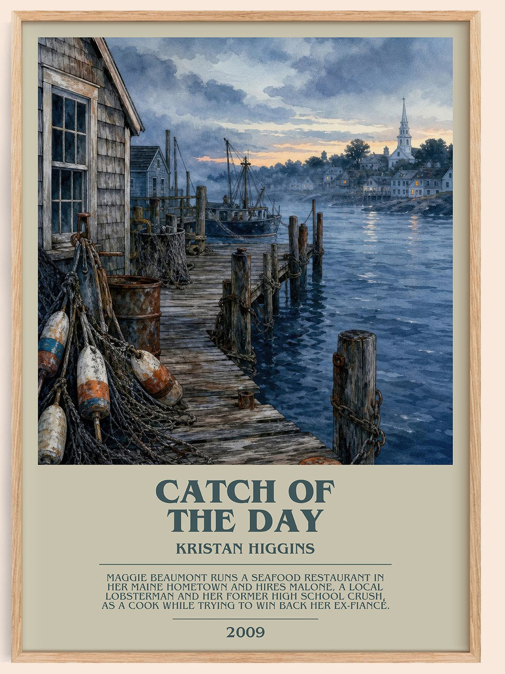 Catch of the Day bookish book poster by Kristan Higgins – framed literary art print