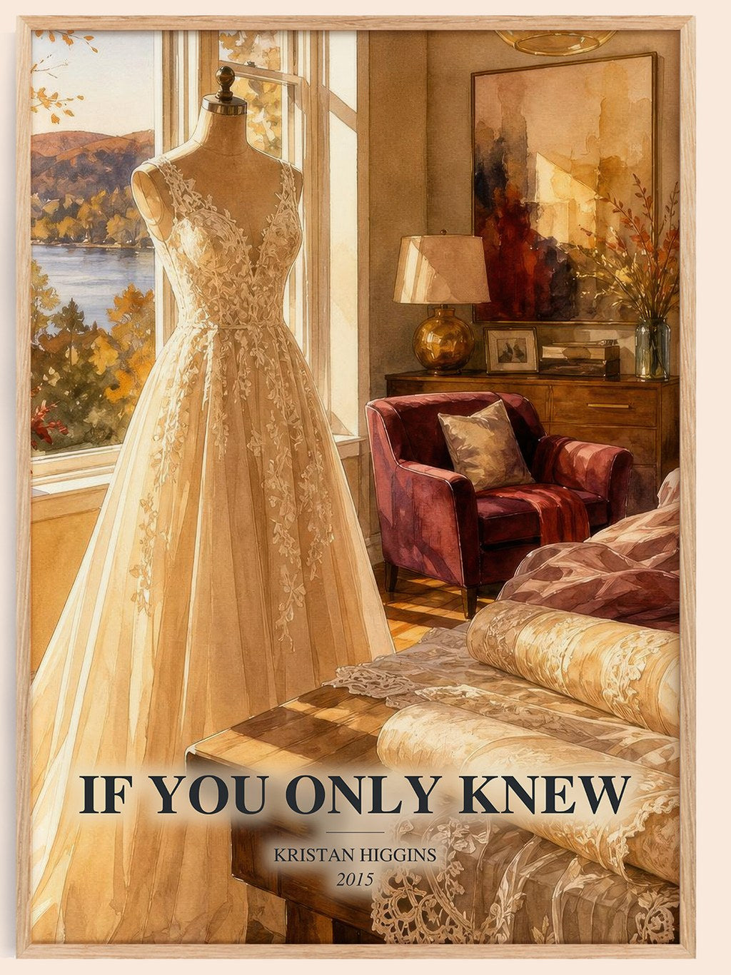 If You Only Knew watercolour book poster by Kristan Higgins – framed literary art print