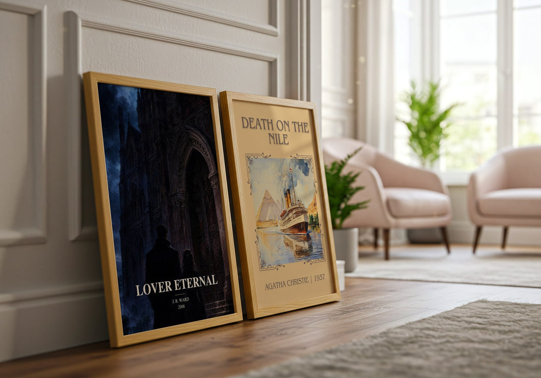 Lover Eternal watercolour print framed by window – literary home decor
