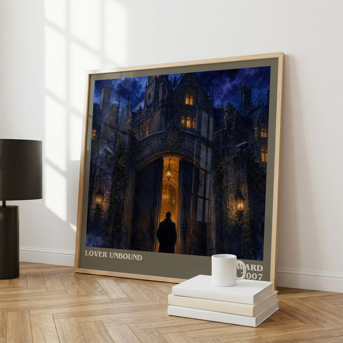 Lover Unbound literary print framed by window – literary home decor