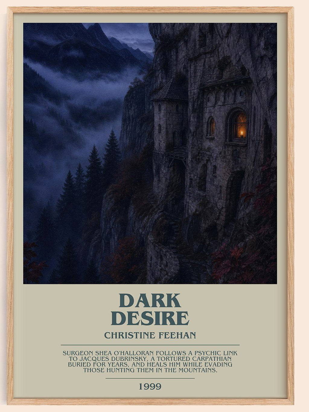 Dark Desire bookish book poster by Christine Feehan – framed literary art print