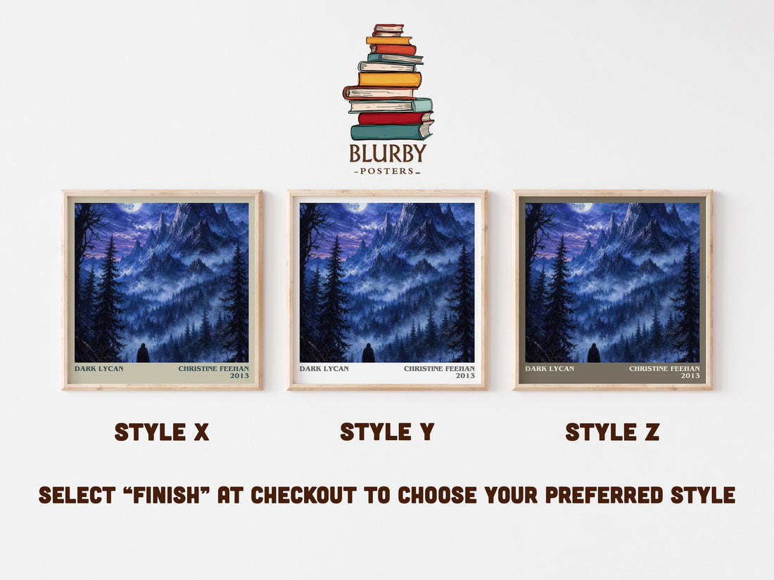 Dark Lycan literary print in frame leaning in hallway – romance wall art (mockup)