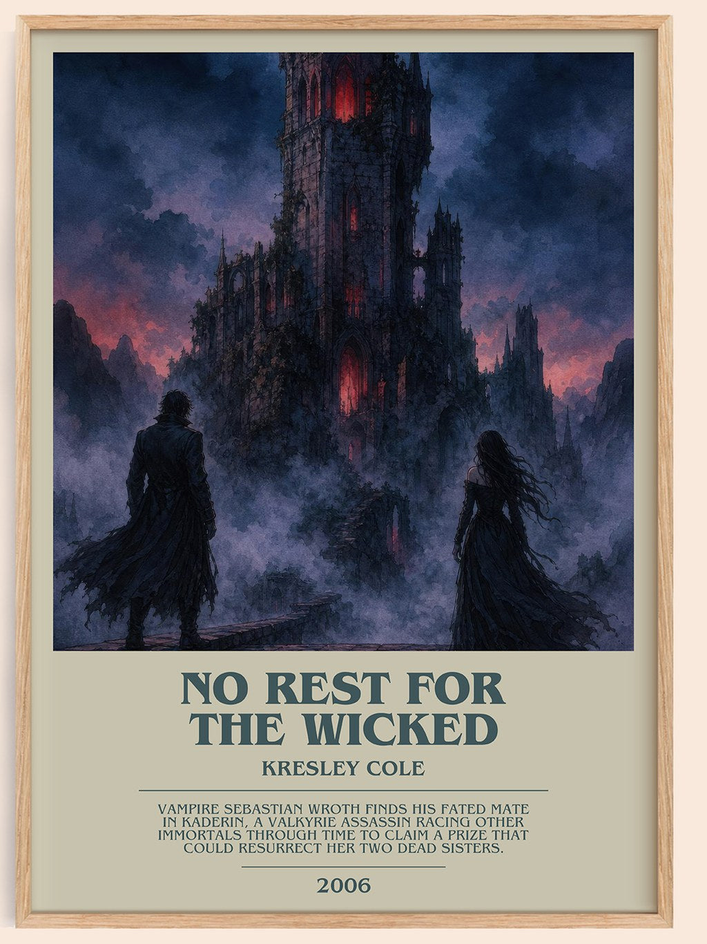 No Rest for the Wicked bookish book poster by Kresley Cole – framed literary art print