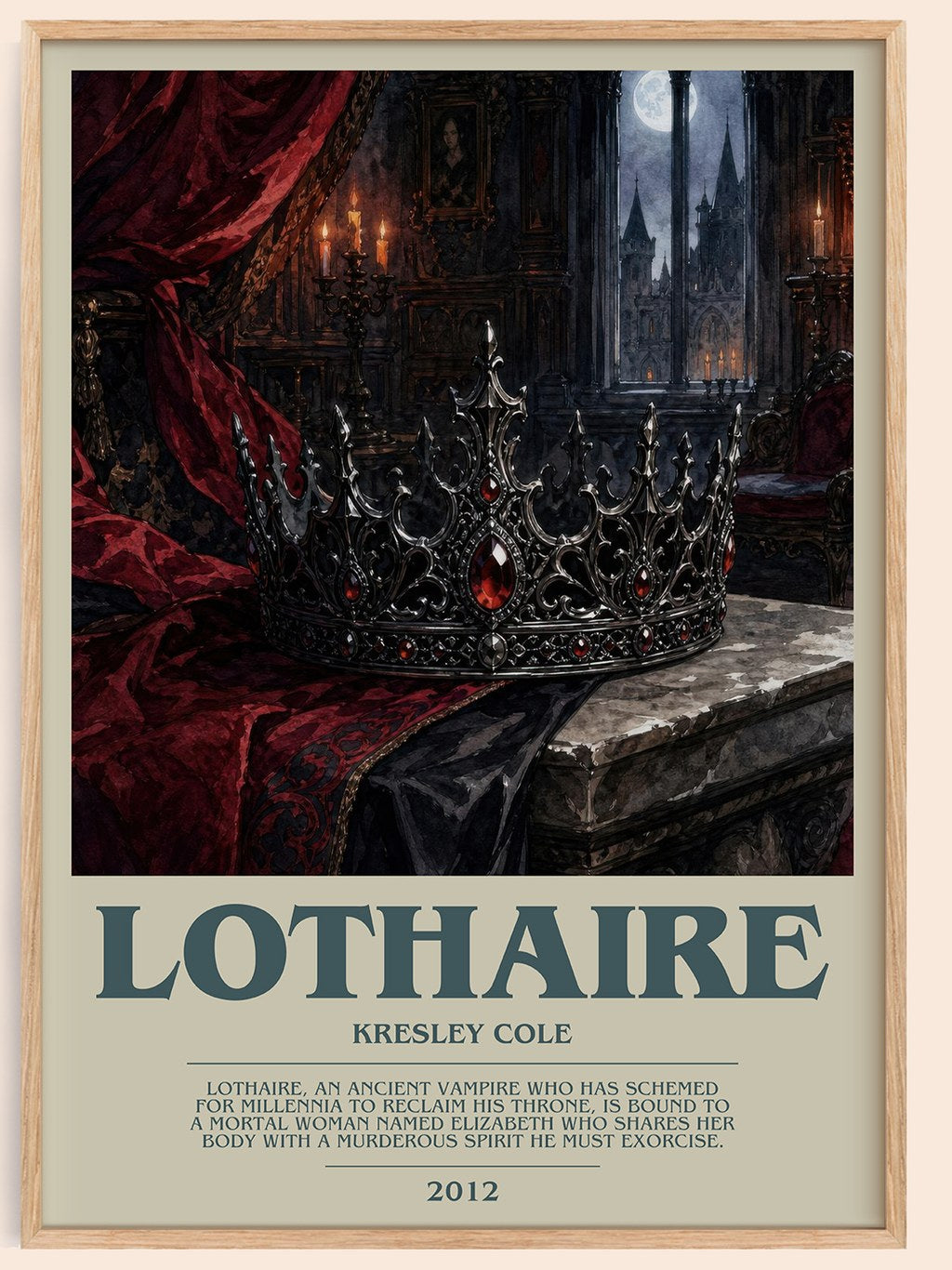 Lothaire bookish book poster by Kresley Cole – framed literary art print