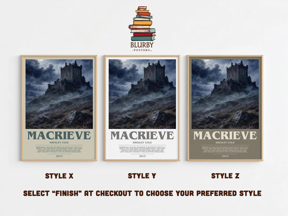 MacRieve bookish print in frame leaning in hallway – romance wall art (mockup)