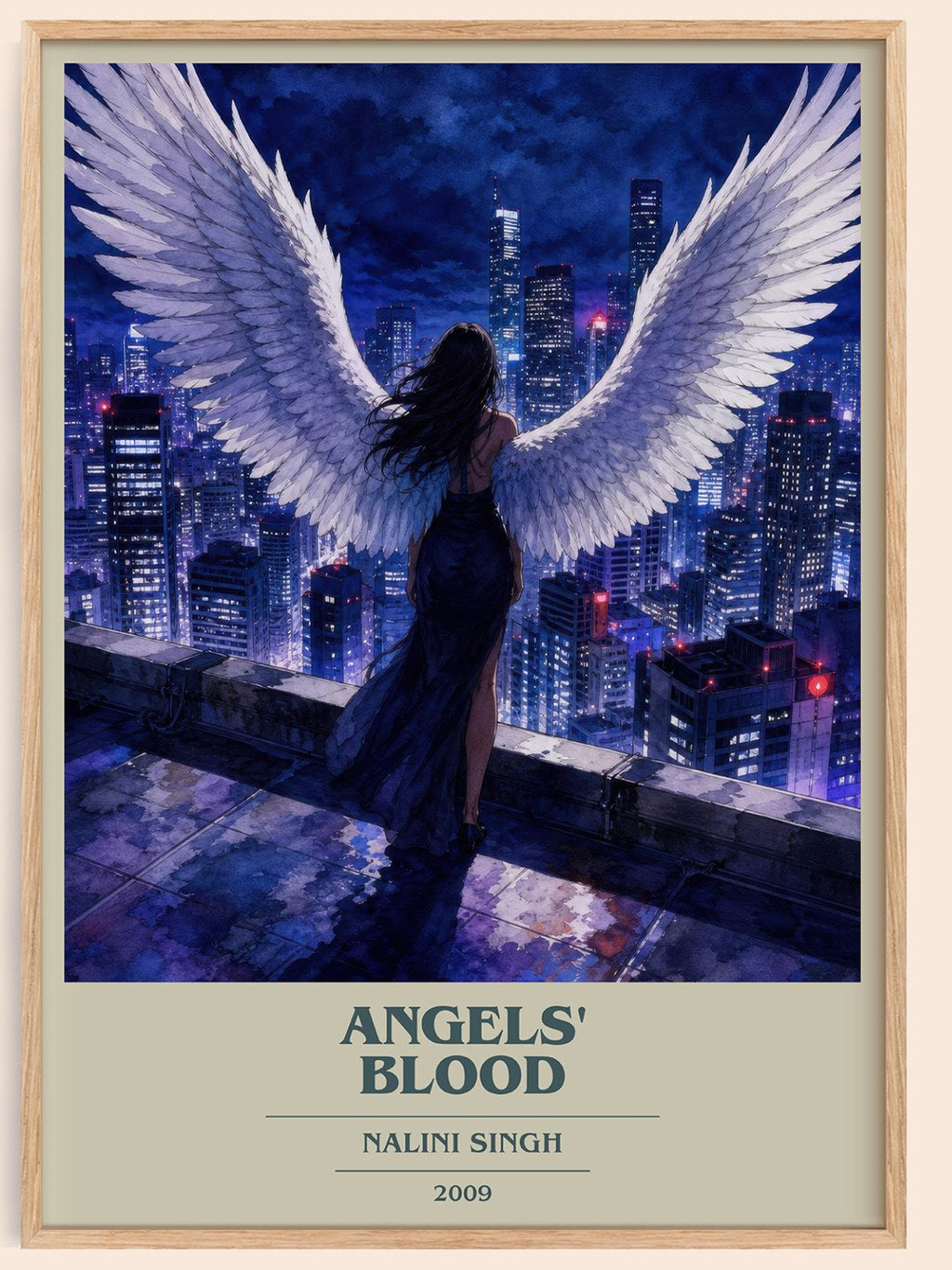 Angels' Blood book cover book poster by Nalini Singh – framed literary art print