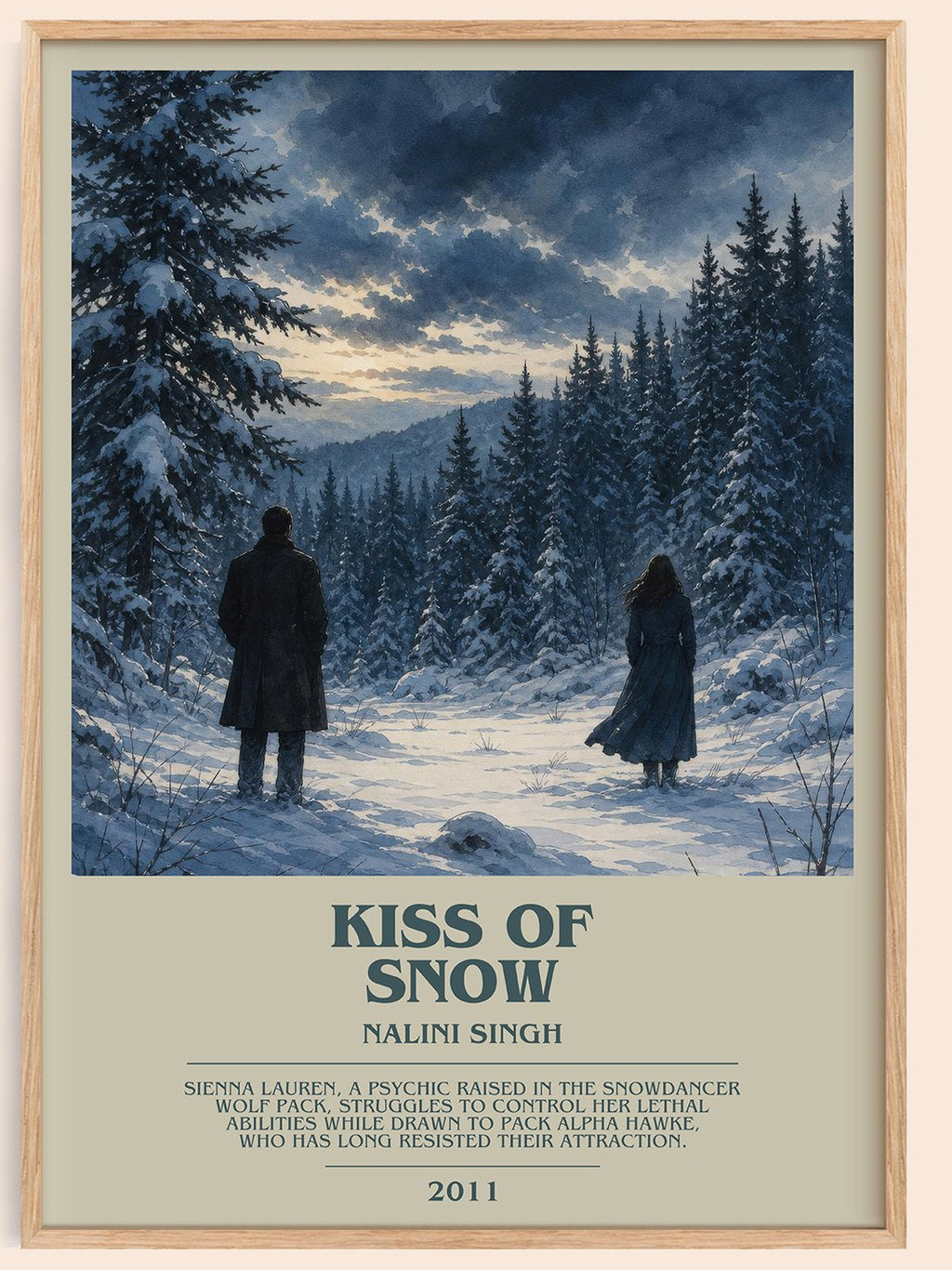 Kiss of Snow bookish book poster by Nalini Singh – framed literary art print