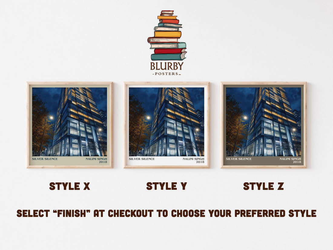 Silver Silence literary print in frame leaning in hallway – romance wall art (mockup)