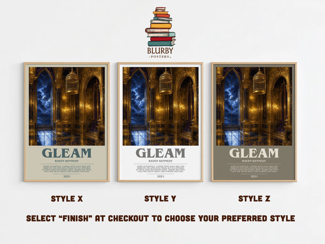 Gleam bookish print in frame leaning in hallway – fantasy wall art (mockup)