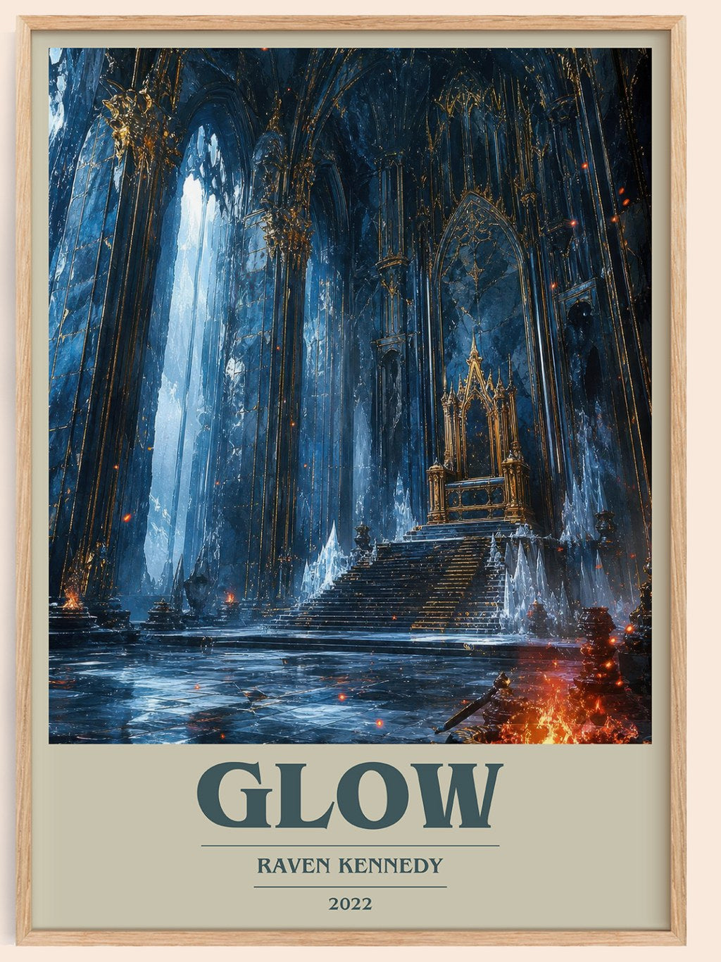 Glow book cover book poster by Raven Kennedy – framed literary art print