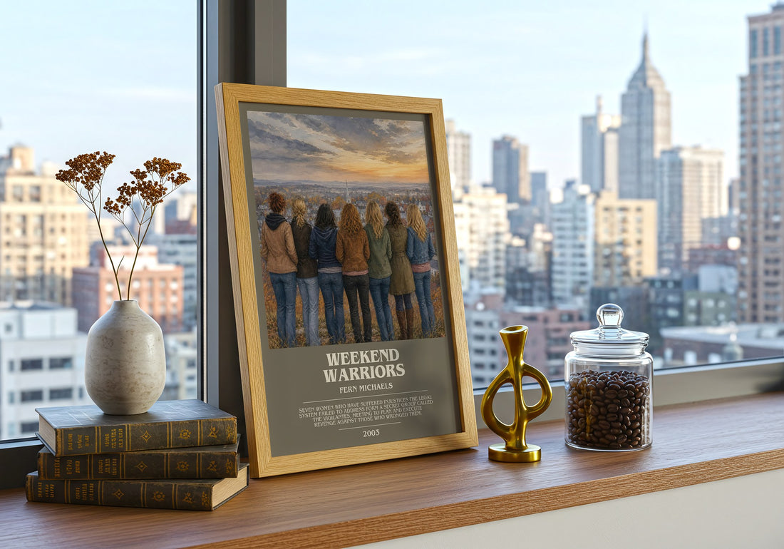 Weekend Warriors bookish print framed by window – literary home decor