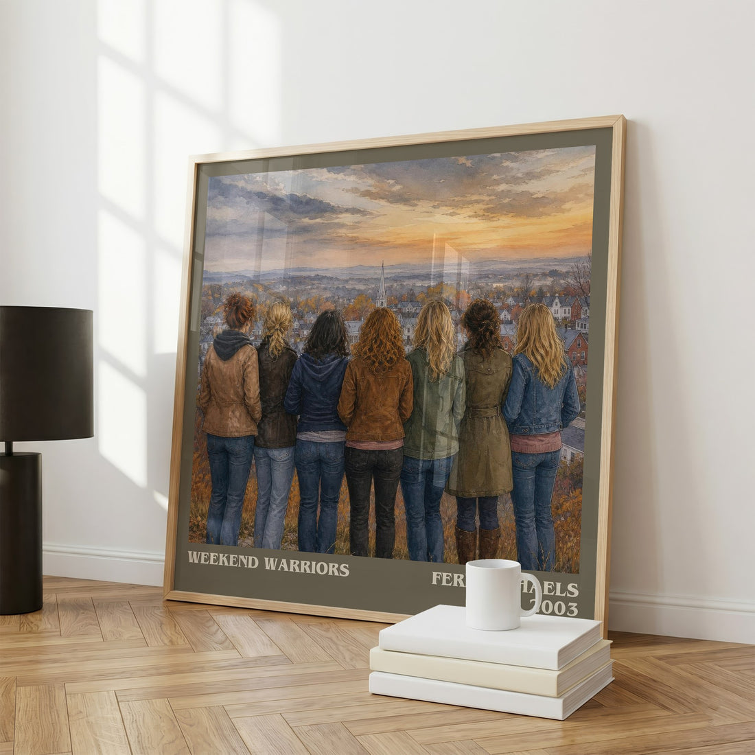 Weekend Warriors literary print framed by window – literary home decor