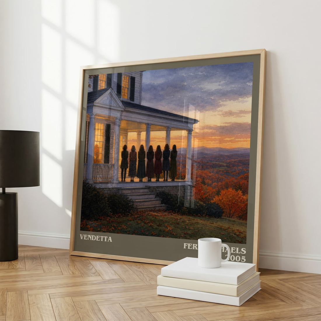 Vendetta literary print framed by window – literary home decor