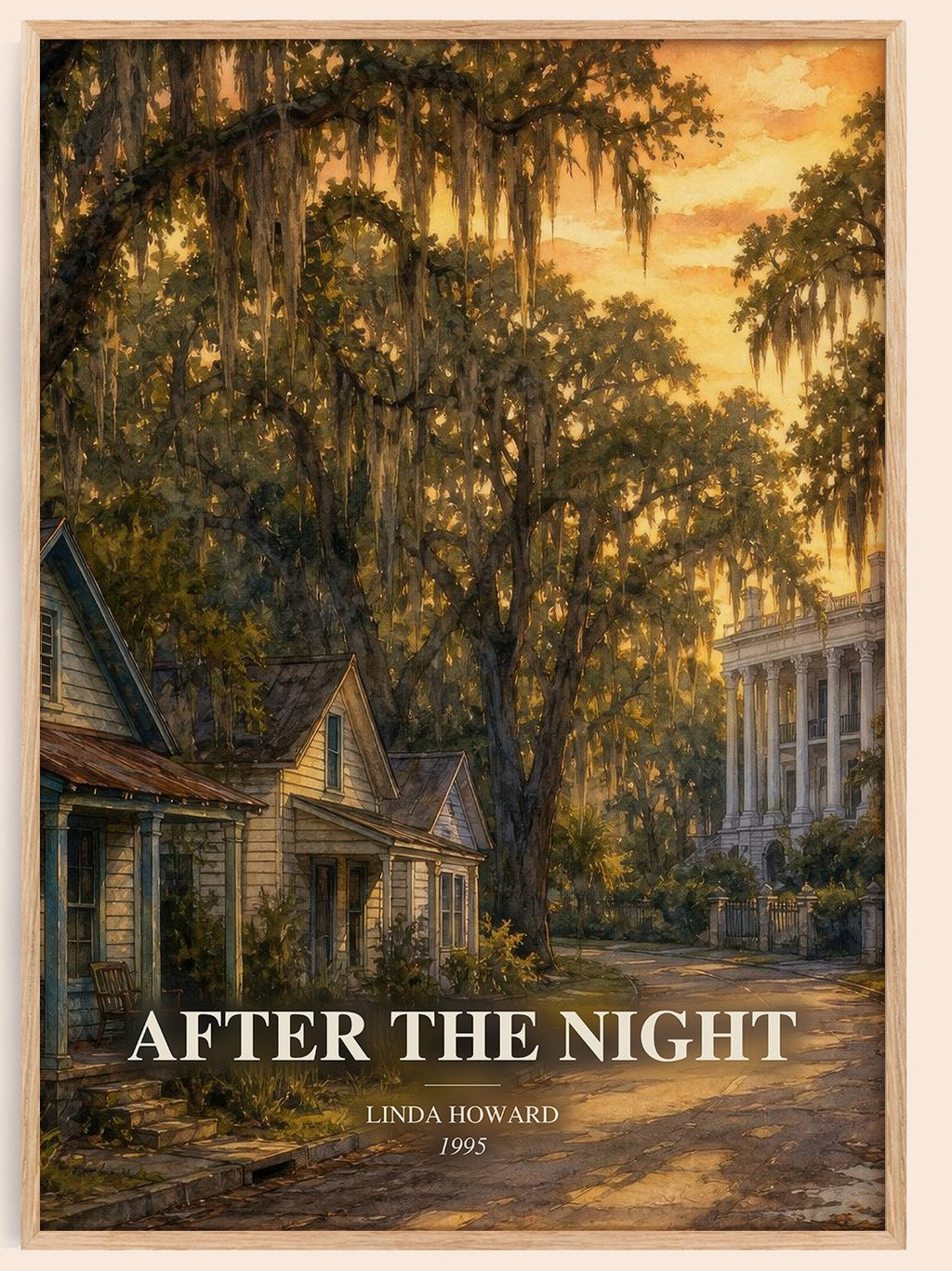 After the Night watercolour book poster by Linda Howard – framed literary art print