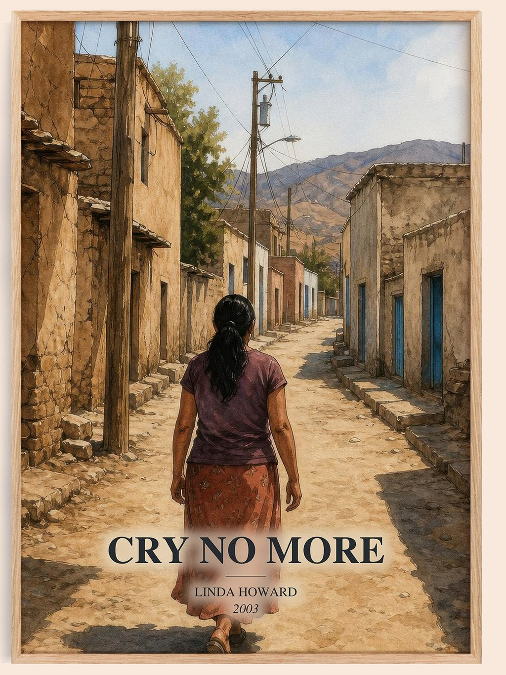 Cry No More watercolour book poster by Linda Howard – framed literary art print