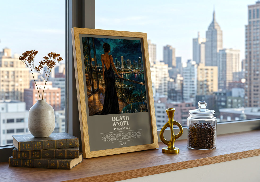 Death Angel bookish print framed by window – literary home decor
