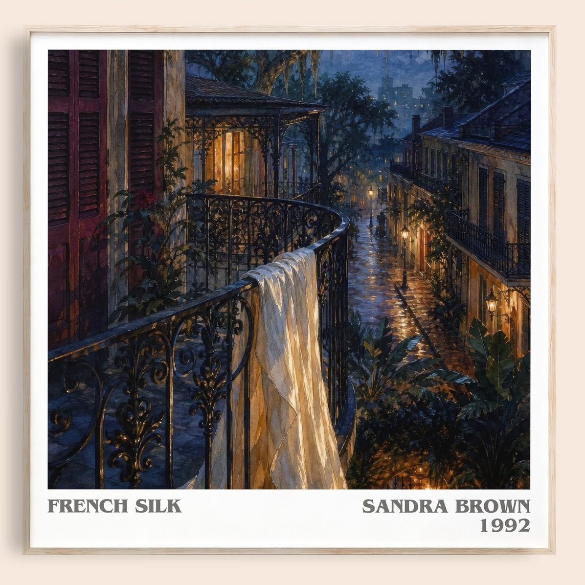 French Silk literary book poster by Sandra Brown – framed literary art print