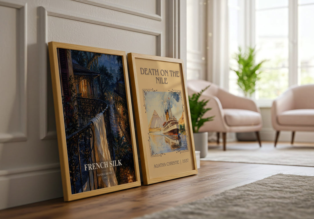 French Silk watercolour print framed by window – literary home decor