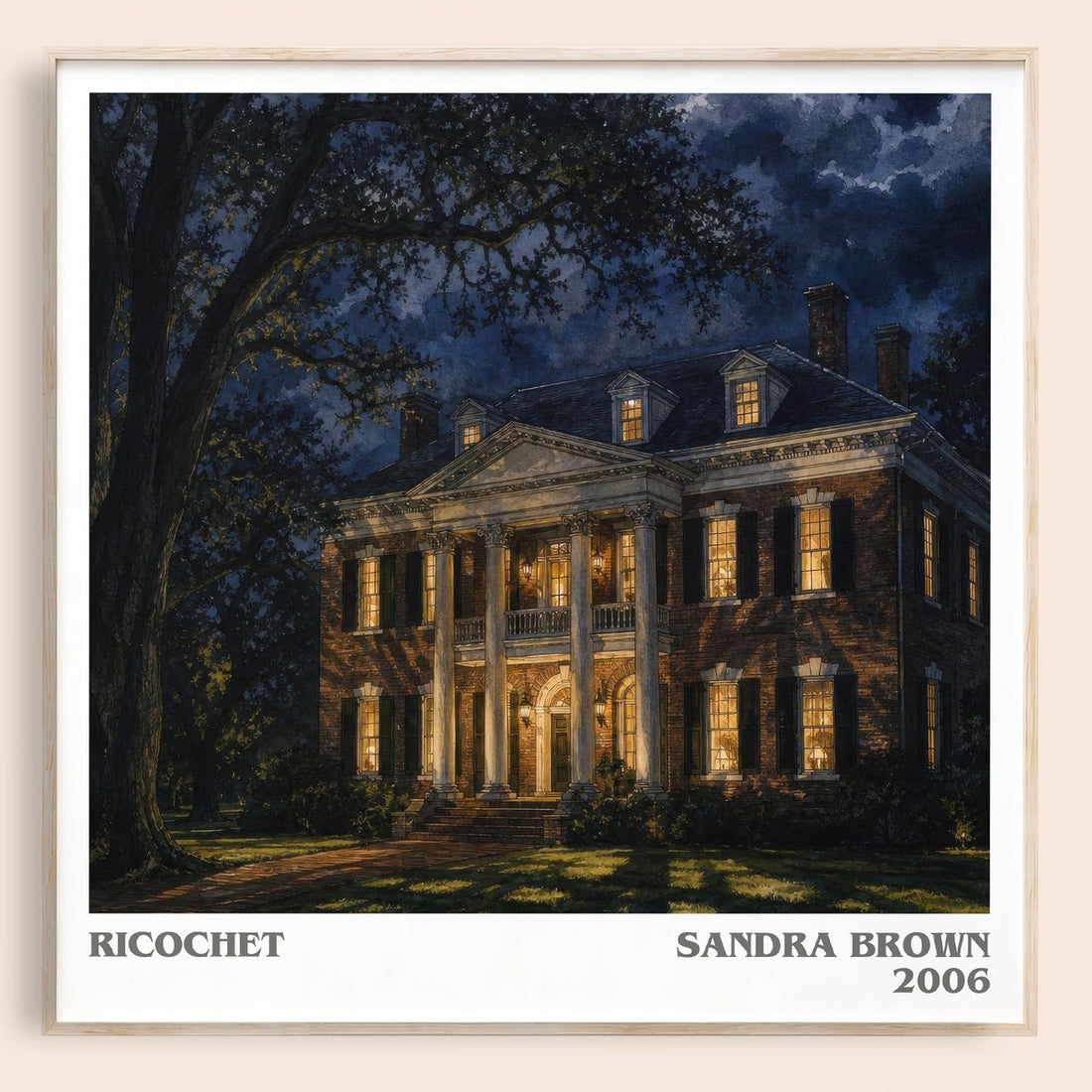 Ricochet literary book poster by Sandra Brown – framed literary art print