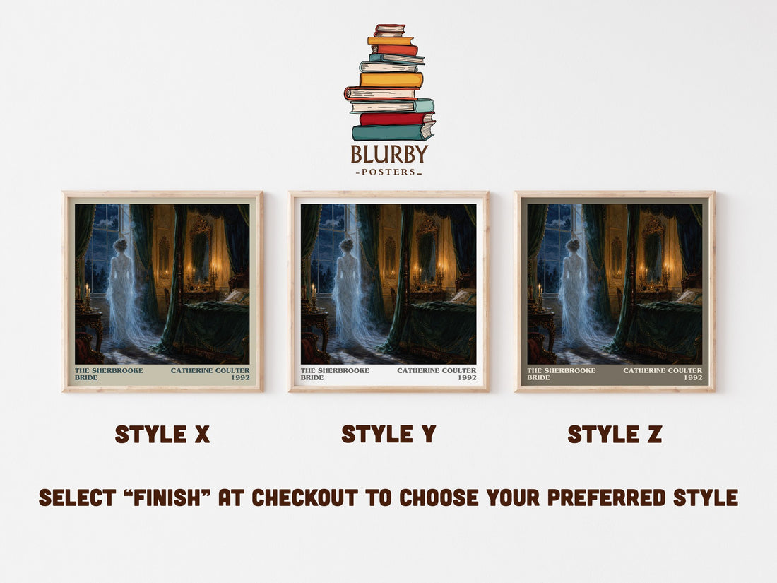 The Sherbrooke Bride literary print in frame leaning in hallway – romance wall art (mockup)