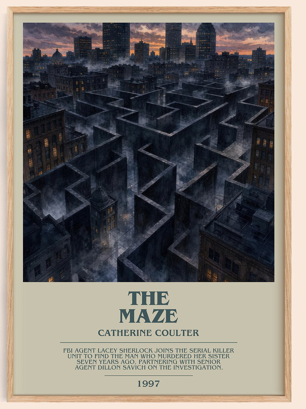 The Maze bookish book poster by Catherine Coulter – framed literary art print