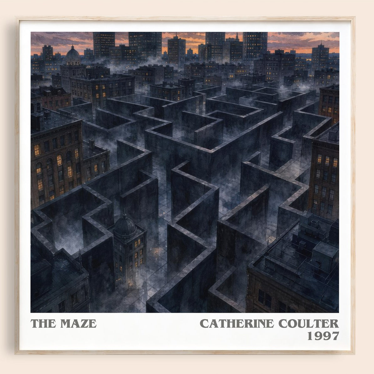 The Maze literary book poster by Catherine Coulter – framed literary art print