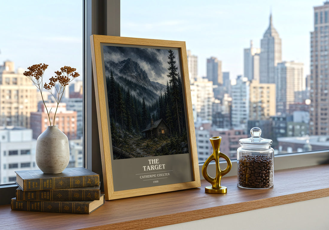 The Target book cover print framed by window – literary home decor