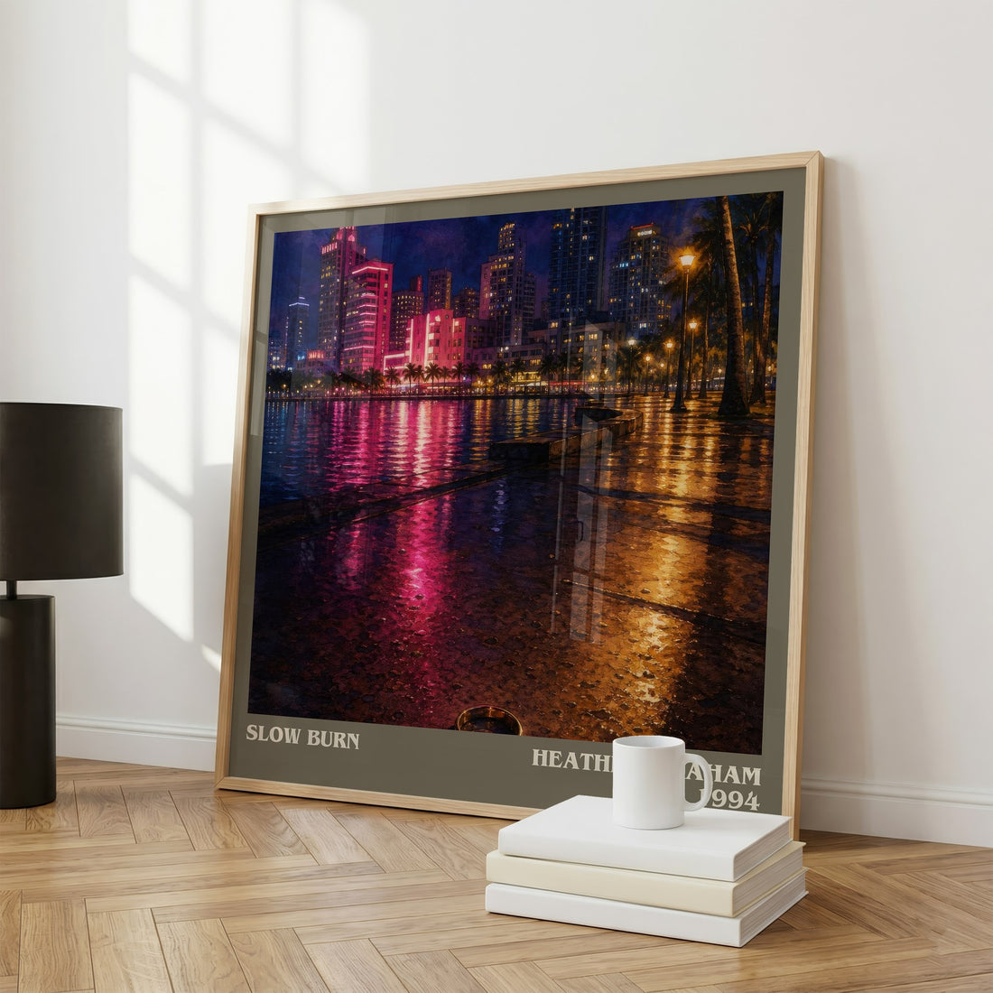 Slow Burn literary print framed by window – literary home decor