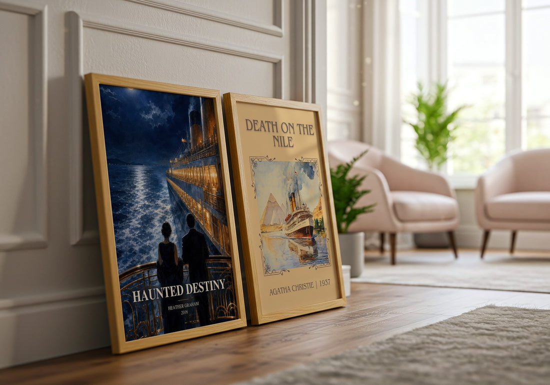 Haunted Destiny watercolour print framed by window – literary home decor