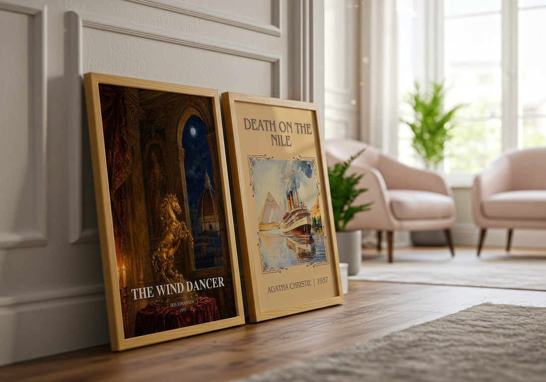 The Wind Dancer watercolour print framed by window – literary home decor