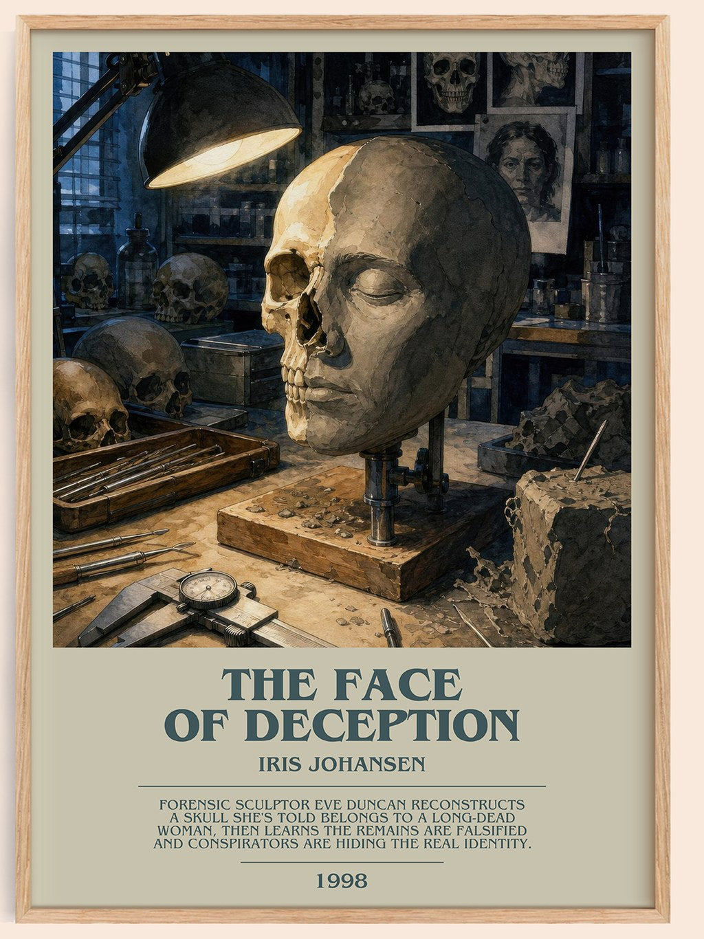 The Face of Deception bookish book poster by Iris Johansen – framed literary art print
