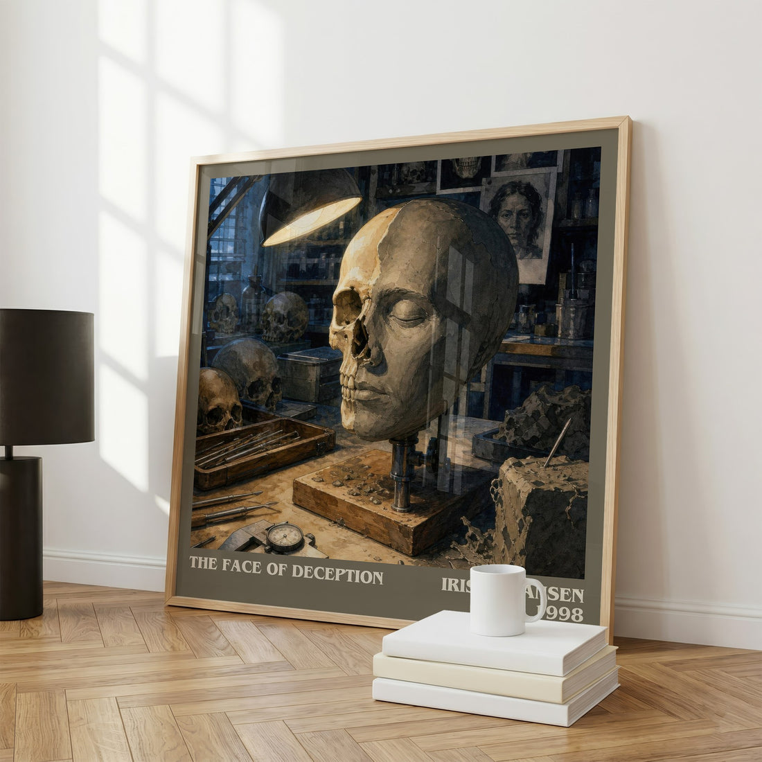 The Face of Deception literary print framed by window – literary home decor