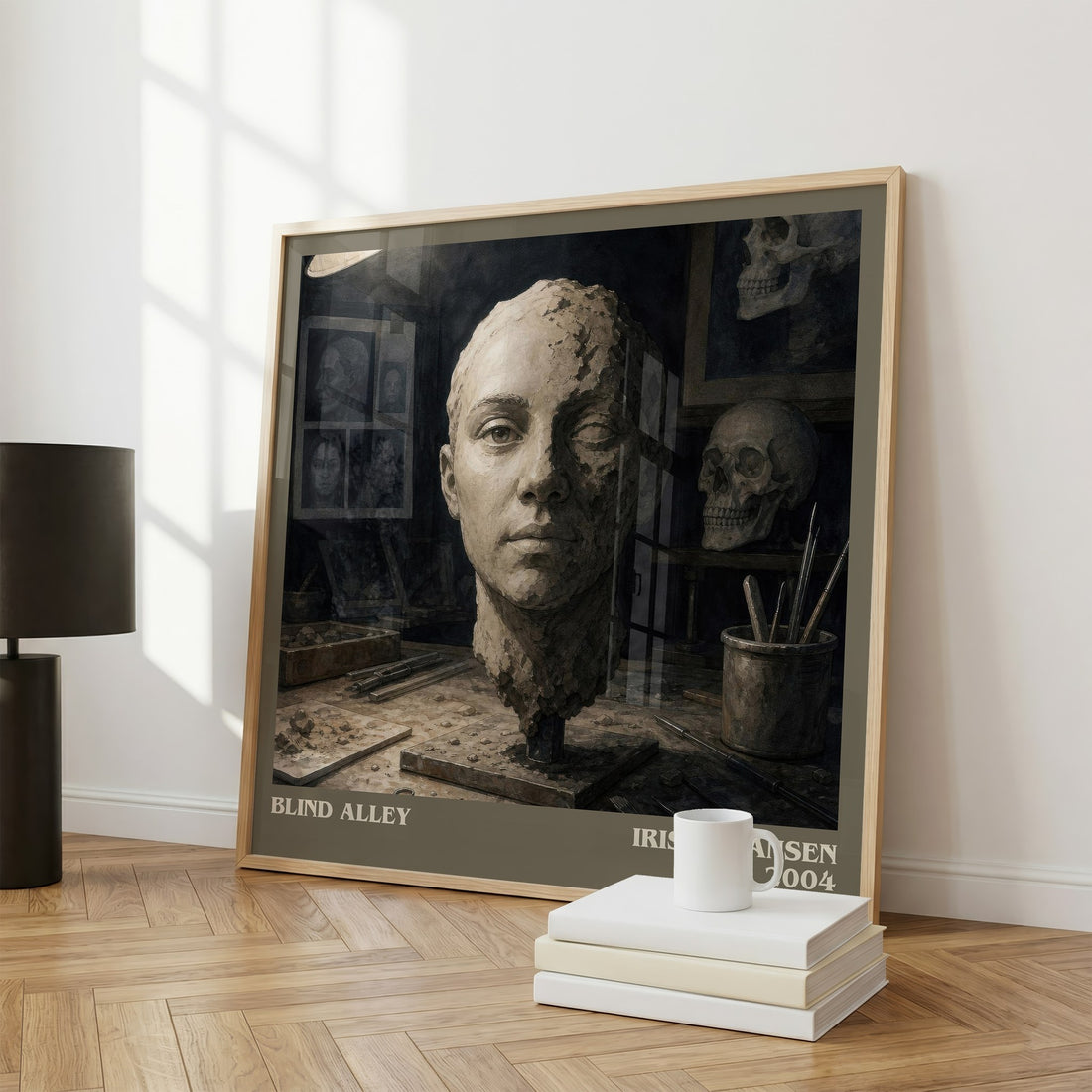 Blind Alley literary print framed by window – literary home decor