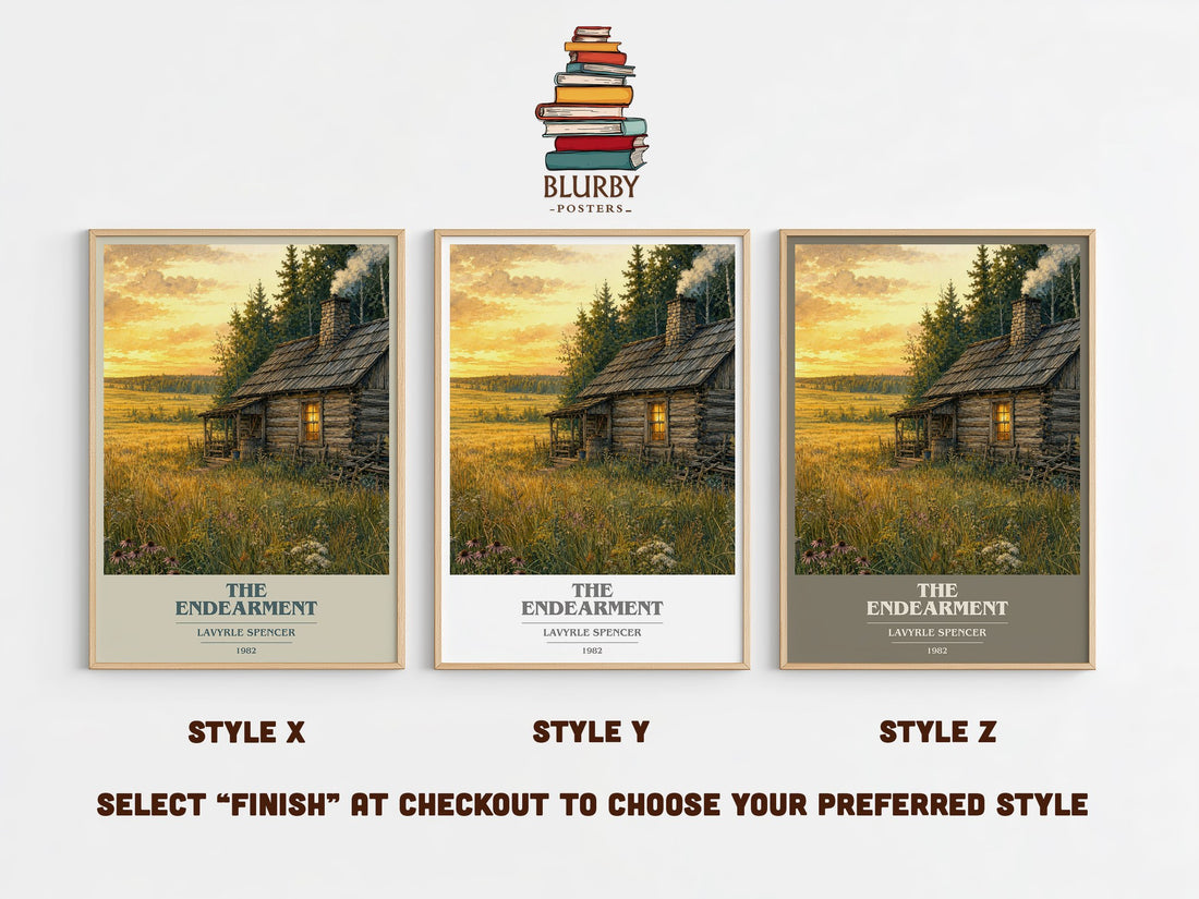 The Endearment book cover print in frame leaning in hallway – romance wall art (mockup)