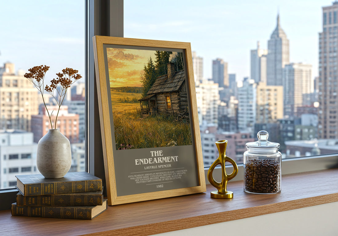 The Endearment bookish print framed by window – literary home decor