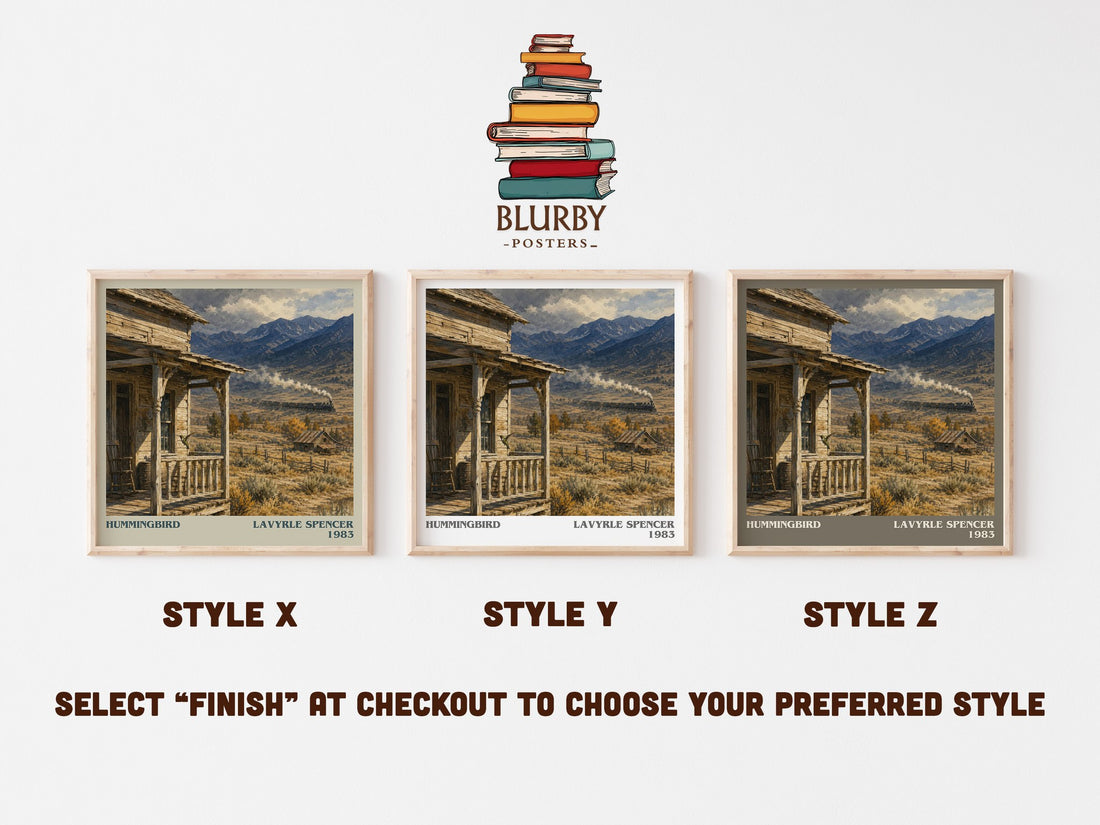 Hummingbird literary print in frame leaning in hallway – romance wall art (mockup)