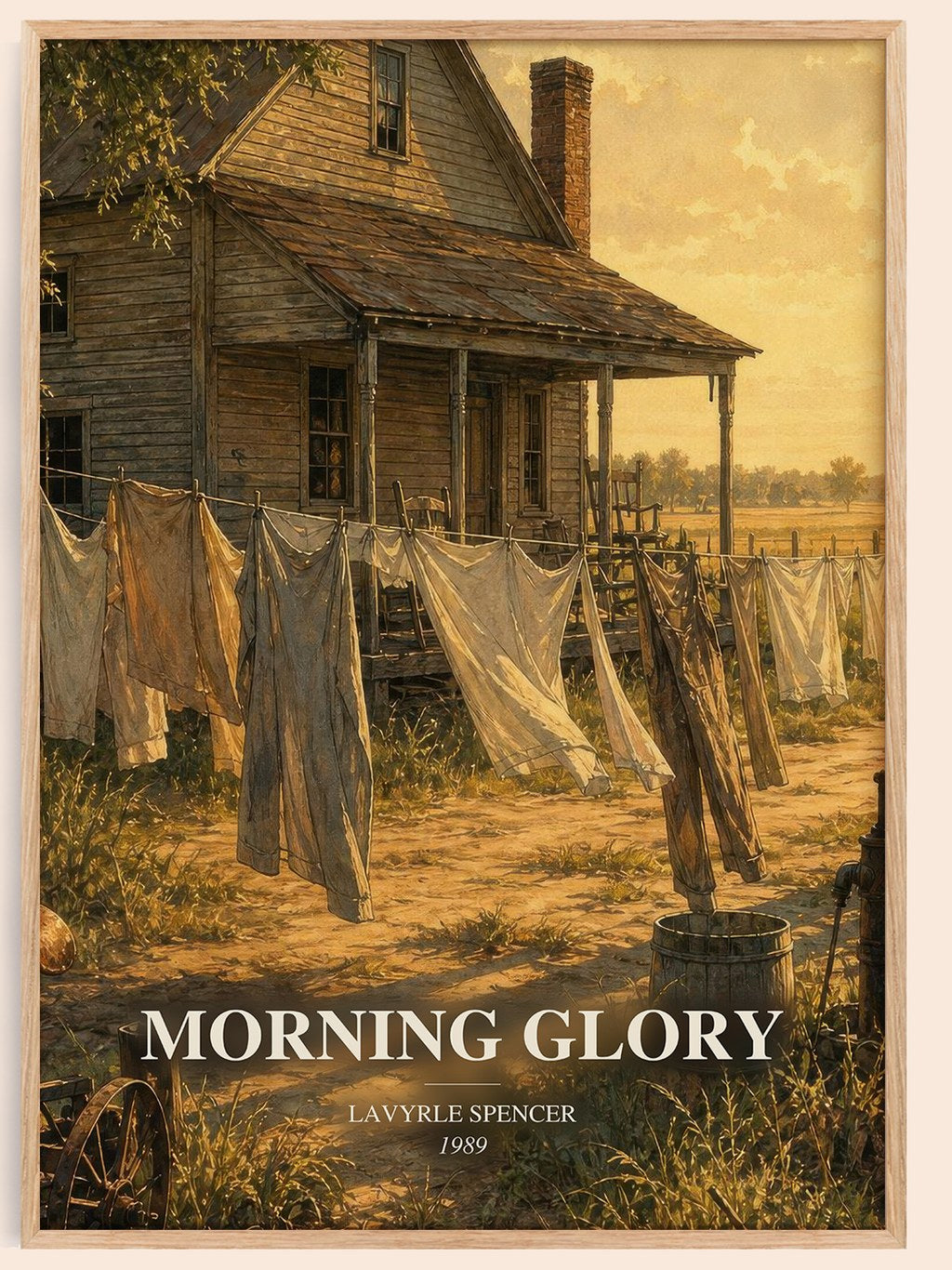 Morning Glory watercolour book poster by LaVyrle Spencer – framed literary art print