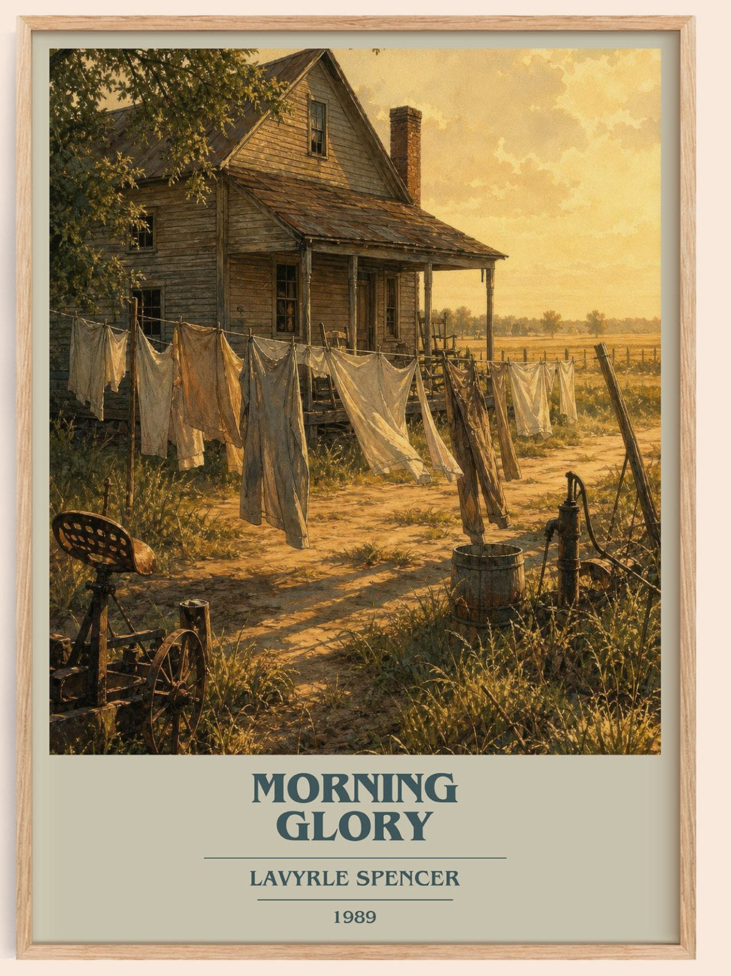 Morning Glory book cover book poster by LaVyrle Spencer – framed literary art print