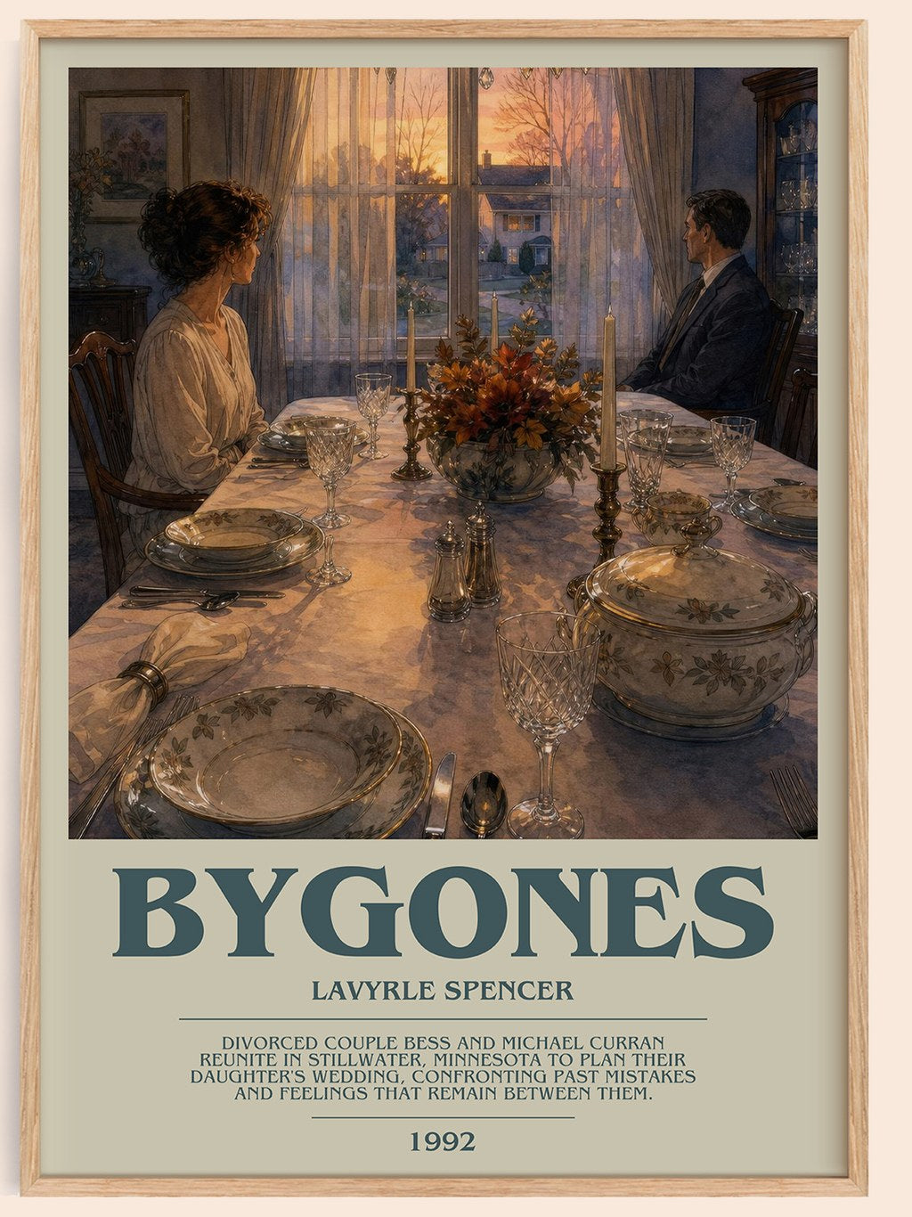 Bygones bookish book poster by LaVyrle Spencer – framed literary art print