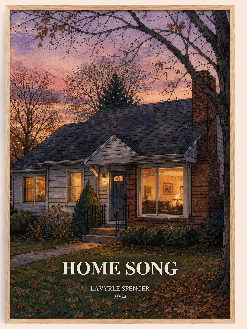 Home Song watercolour book poster by LaVyrle Spencer – framed literary art print