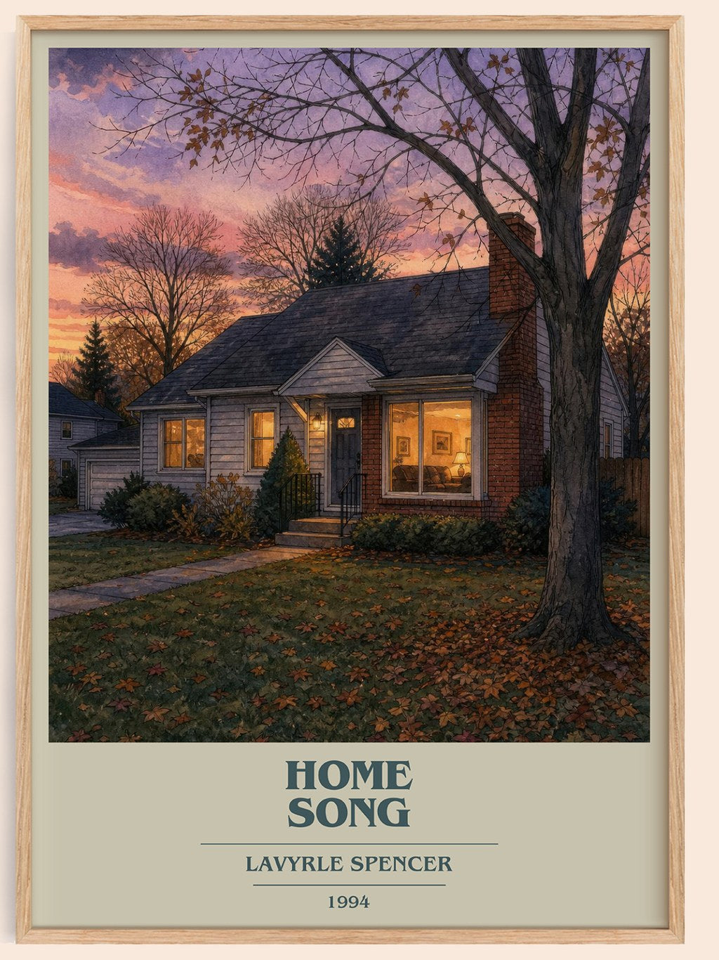 Home Song book cover book poster by LaVyrle Spencer – framed literary art print